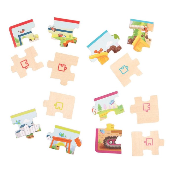 Alternate Image #1 of 4 Wooden Construction Jigsaw Puzzles in Wood Box