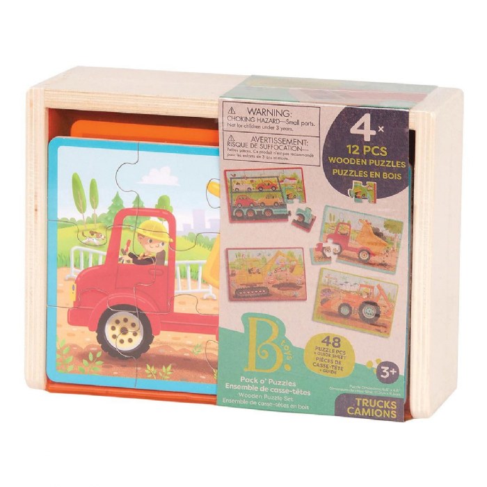 Alternate Image #1 of 4 Wooden Construction Jigsaw Puzzles in Wood Box