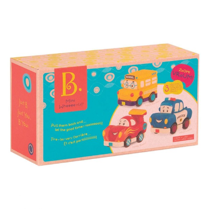 Alternate Image #1 of Mini Pull Back Vehicle Set 2 - Police Car, Hot Rod, and School Bus