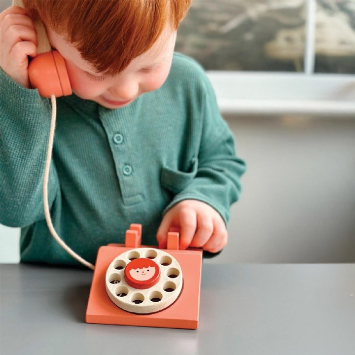 Alternate Image #1 of Retro Wooden Rotary Toy Phone