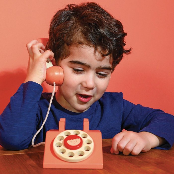 Alternate Image #1 of Retro Wooden Rotary Toy Phone