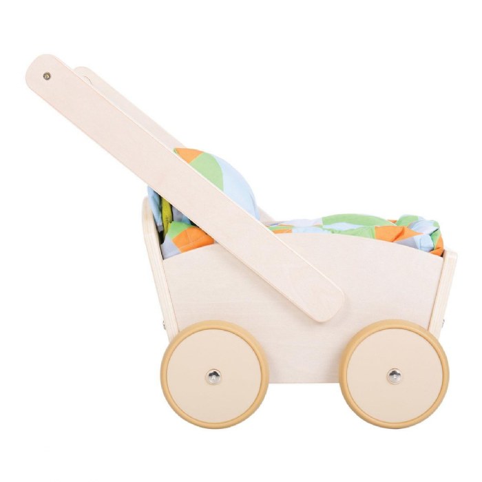 Alternate Image #1 of Wooden Doll Stroller with Bedding