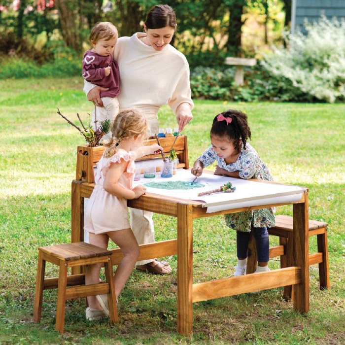 Alternate Image #1 of Acadia Outdoor Art Activity Table with Stools (Ready to Assemble)