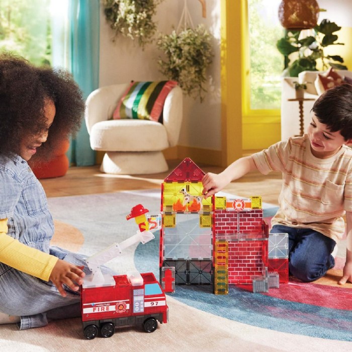 Alternate Image #1 of MAGNA-TILES&reg; Fire Station with Lights & Sounds - 50 Piece Set