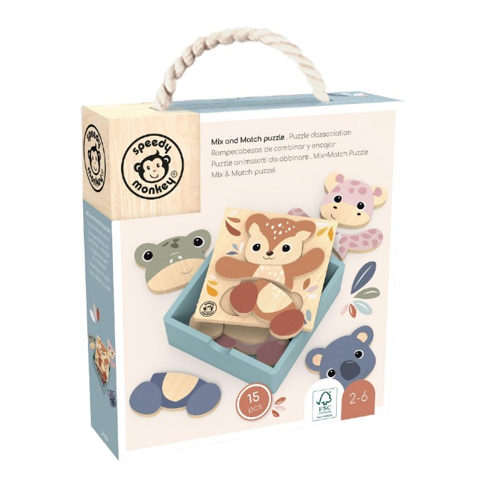Alternate Image #1 of Wooden Mix and Match Animal Puzzle Set