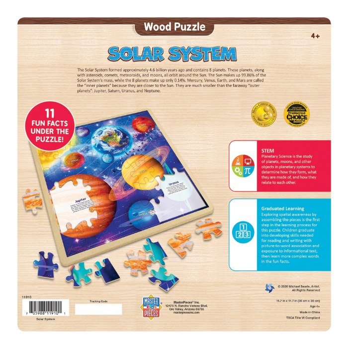 Alternate Image #1 of Fun Facts Solar System Wood Puzzle - 48 Pieces