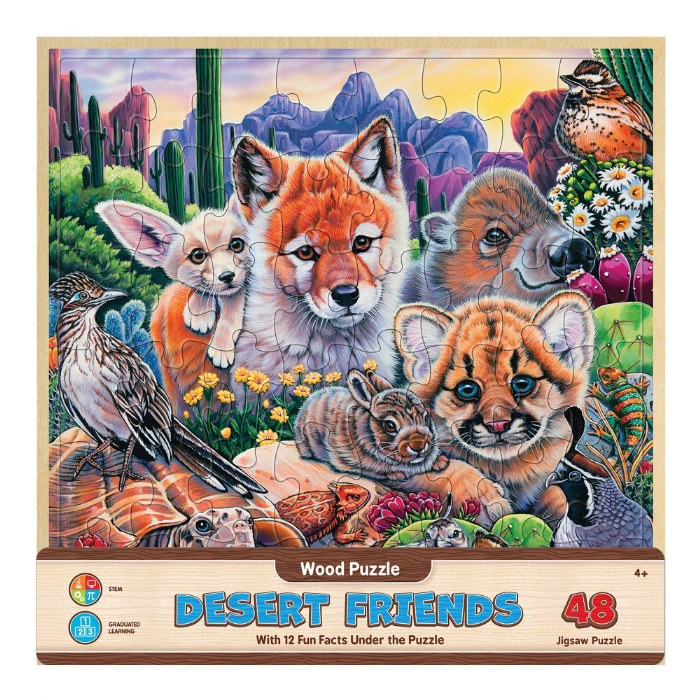 Alternate Image #1 of Fun Facts Desert Friends Wood Puzzle - 48 Pieces