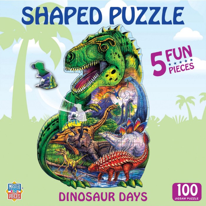 Alternate Image #1 of Dinosaur Days Shaped Puzzle - 100 Pieces