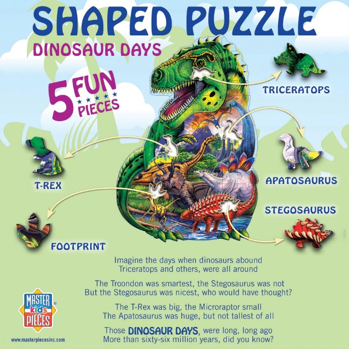 Alternate Image #1 of Dinosaur Days Shaped Puzzle - 100 Pieces