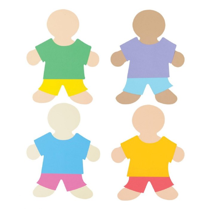 Alternate Image #1 of 16" Colorful Blank Multicultural People Shapes - Set of 25