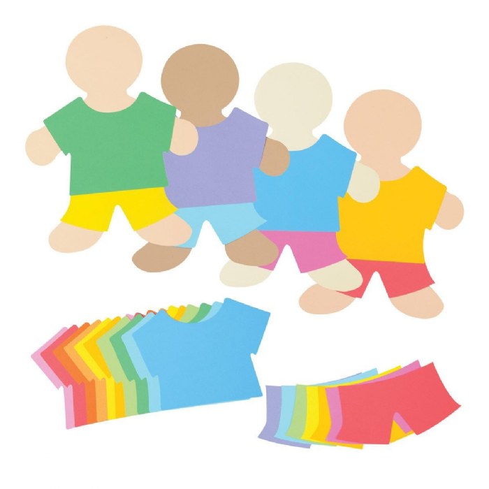 Primary Image of 16" Colorful Blank Multicultural People Shapes - Set of 25