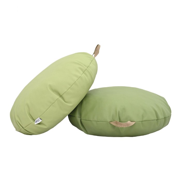 Primary Image of Fern & Sage Mini Round Poufs with Handle - Set of 2