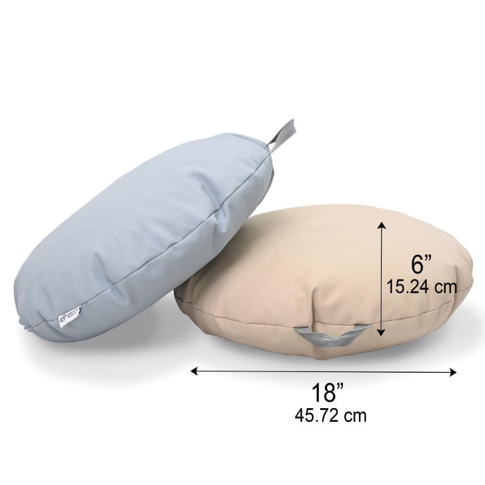 Alternate Image #1 of Fog Blue & Sand Mini Round Poufs with Handle - Set of 2