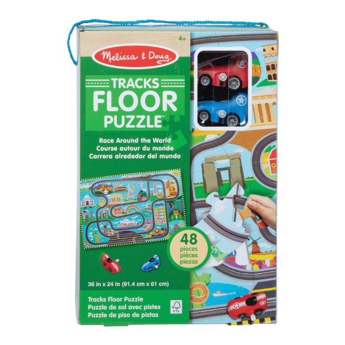 Alternate Image #1 of Race Around the World Tracks Floor Puzzle - 48 Pieces
