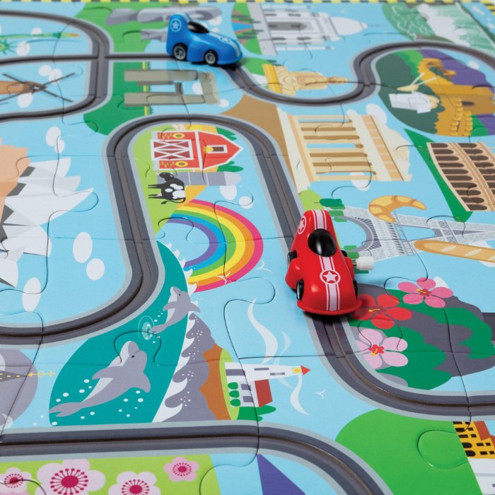 Alternate Image #1 of Race Around the World Tracks Floor Puzzle - 48 Pieces