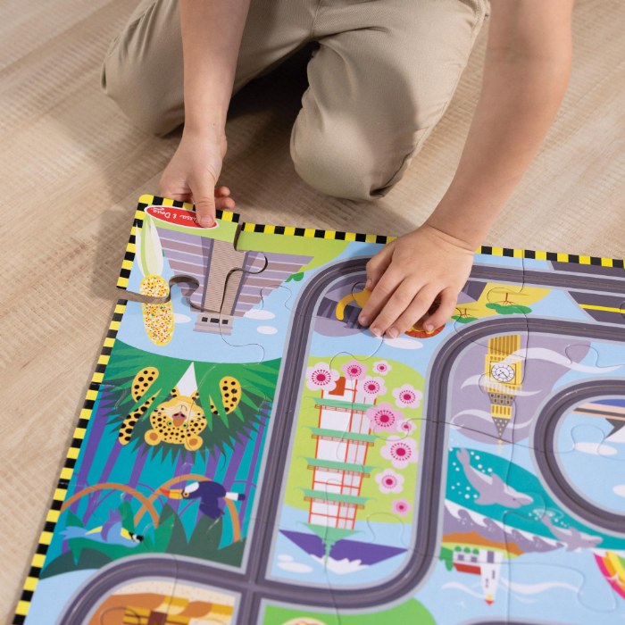 Alternate Image #1 of Race Around the World Tracks Floor Puzzle - 48 Pieces