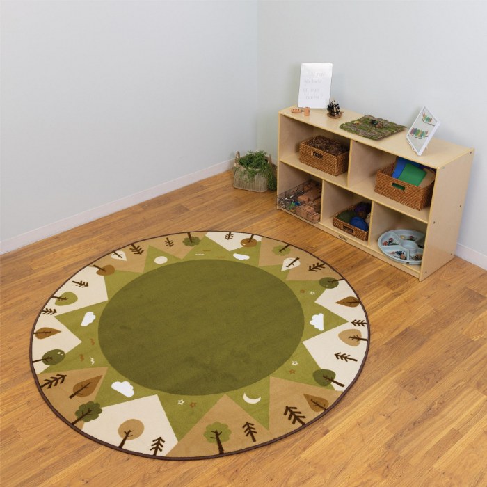 Alternate Image #1 of Tranquil Mountains 6' Round Carpet - Green