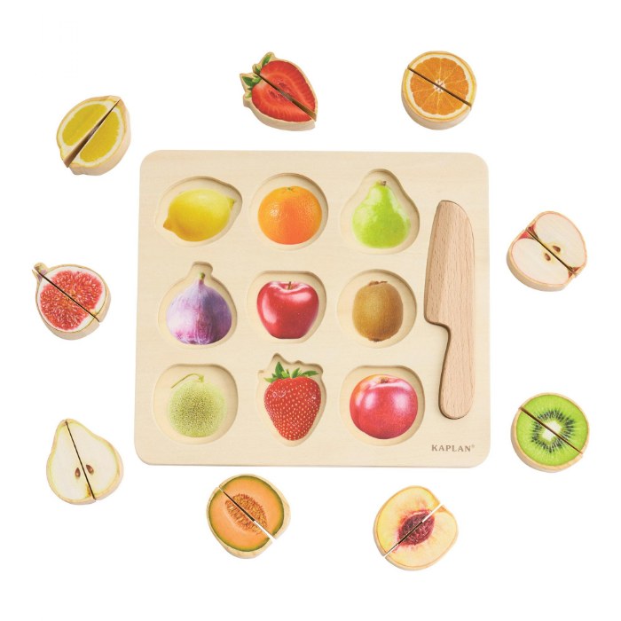 Alternate Image #1 of Wooden Slice & Match Fruit & Vegetable Puzzles