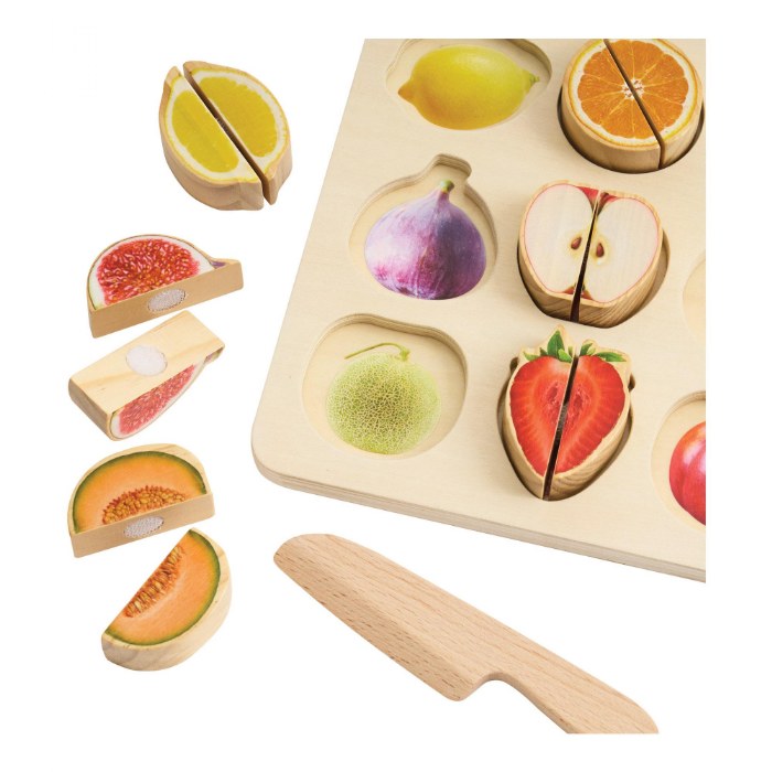 Alternate Image #1 of Wooden Slice & Match Fruit & Vegetable Puzzles