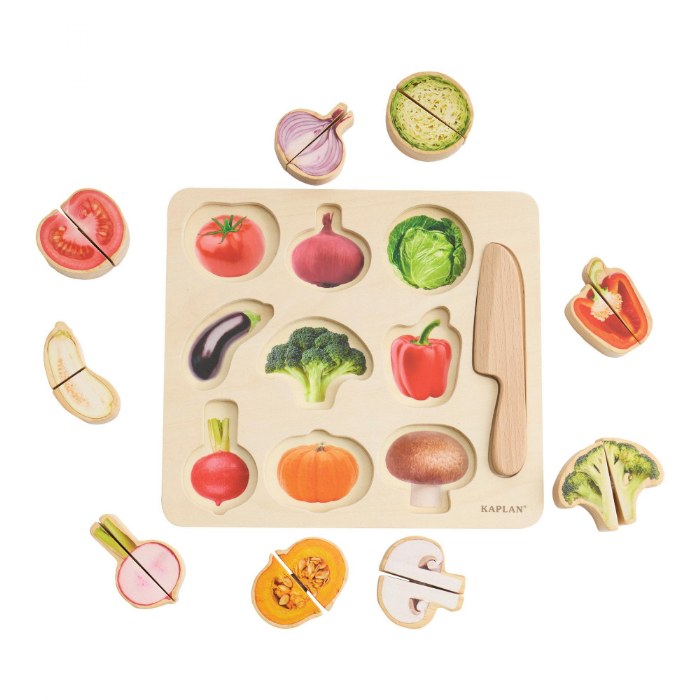 Alternate Image #1 of Wooden Slice & Match Fruit & Vegetable Puzzles