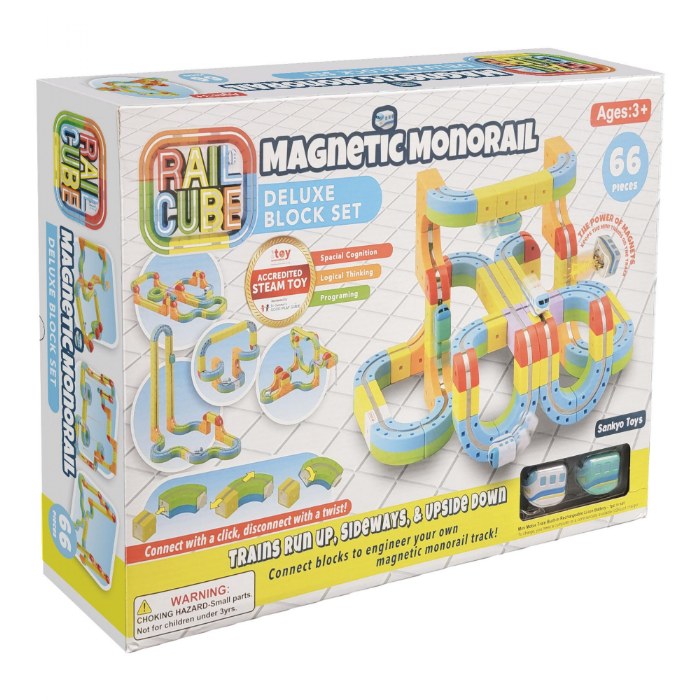 Alternate Image #1 of Magnetic Monorail Deluxe Block Set - 66 Pieces