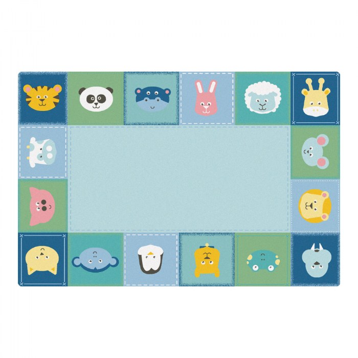 Primary Image of KIDSoft&trade; Tranquil Baby Animals Border Carpet - 6' x 9' Rectangle