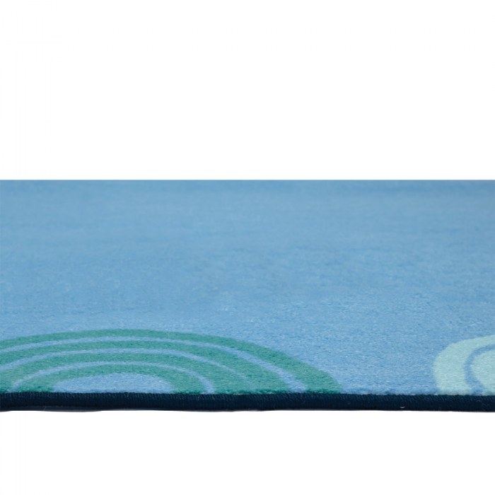 Alternate Image #1 of KIDSoft&trade; Rainbows Border Rug - Blue Tranquil - 6' x 9' Rectangle