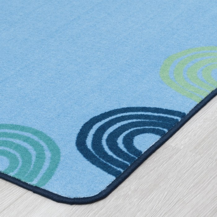 Alternate Image #1 of KIDSoft&trade; Rainbows Border Rug - Blue Tranquil - 6' x 9' Rectangle