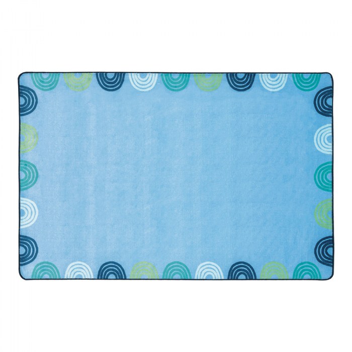 Primary Image of KIDSoft&trade; Rainbows Border Rug - Blue Tranquil - 6' x 9' Rectangle