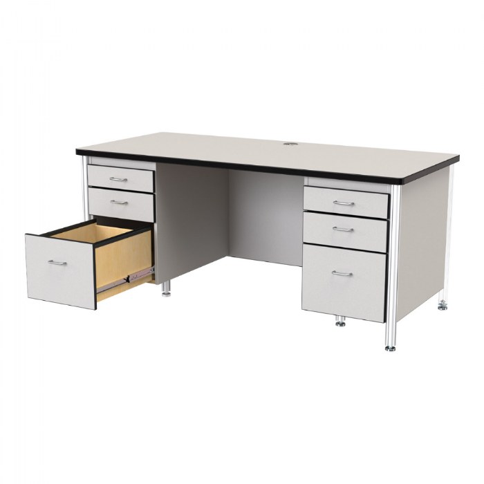 Alternate Image #1 of Teacher Desk with Dual Pedestals