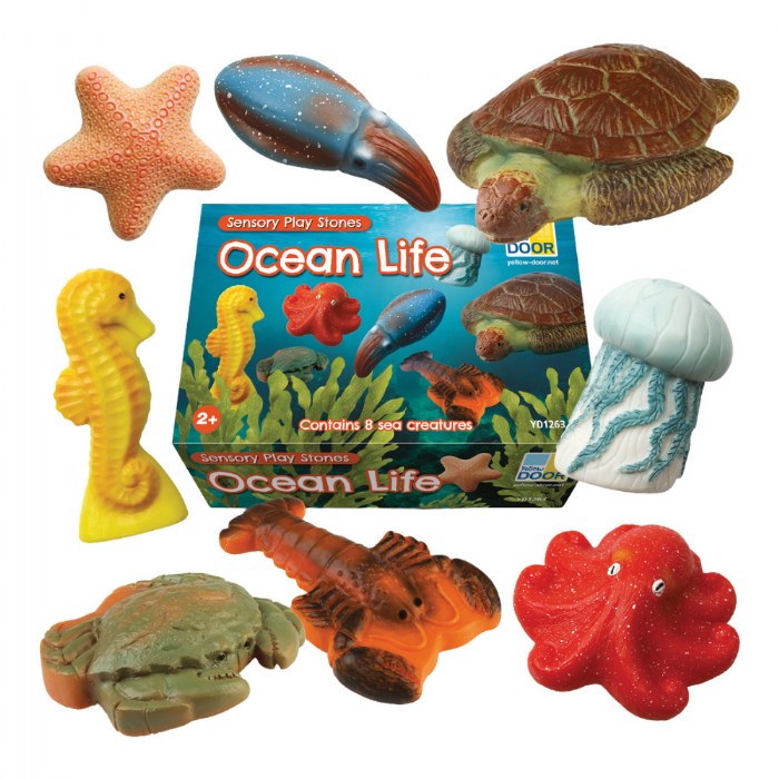 Alternate Image #1 of Sensory Play Stones: Ocean Life - 8 Pieces