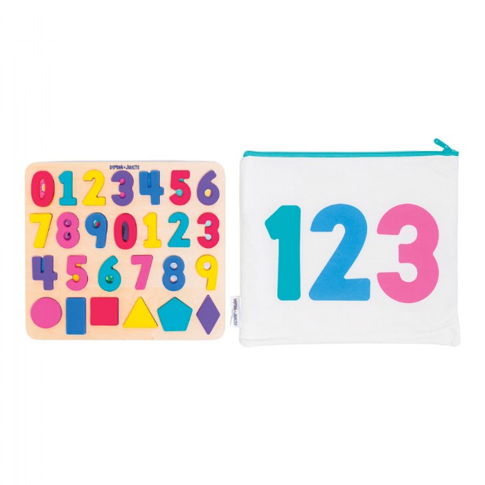Alternate Image #1 of Numbers & Shapes Find & Fit Silicone Puzzle with Wooden Tray