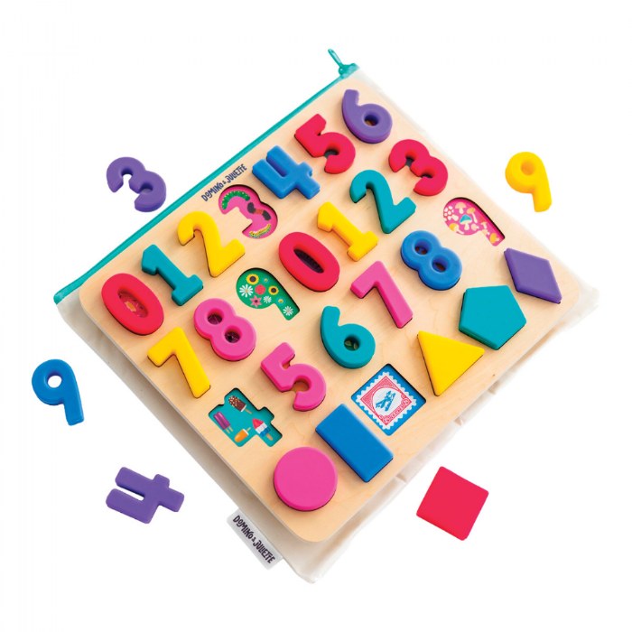 Alternate Image #1 of Numbers & Shapes Find & Fit Silicone Puzzle with Wooden Tray