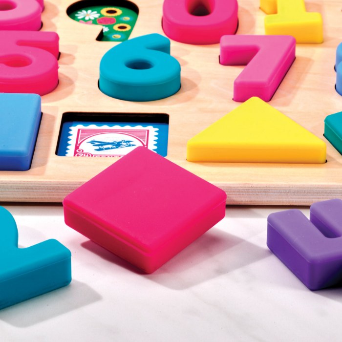 Alternate Image #1 of Numbers & Shapes Find & Fit Silicone Puzzle with Wooden Tray