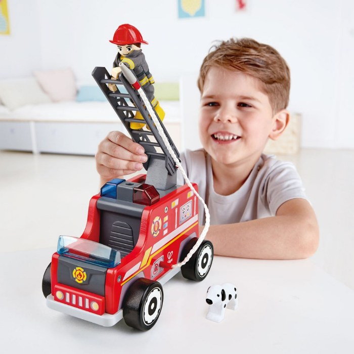 Alternate Image #1 of Wooden Fire Engine Playset with Ladder, Fireman and Dog