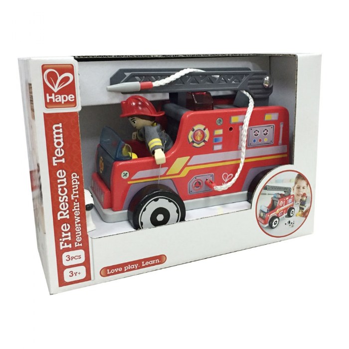 Alternate Image #1 of Wooden Fire Engine Playset with Ladder, Fireman and Dog