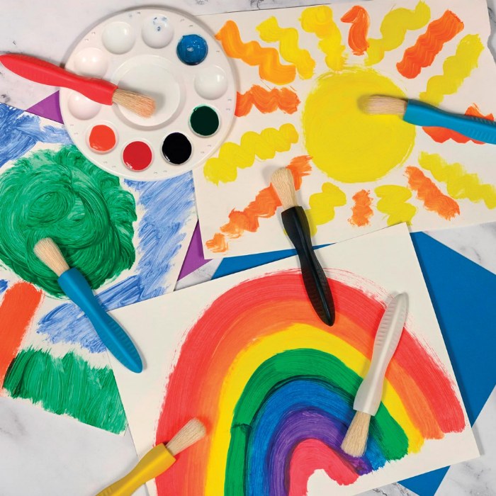 Alternate Image #1 of Triangle Grip Assorted Color Paint Brushes - Set of 6