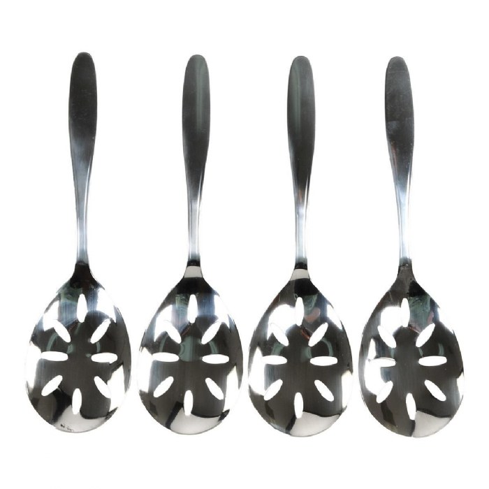 Alternate Image #1 of Polished Stainless Steel Slotted Spoons - Set of 4