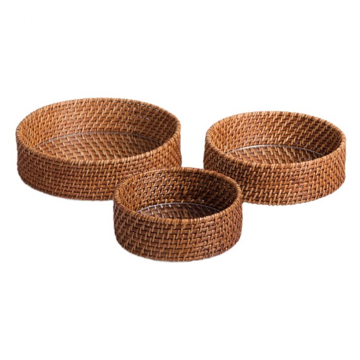 Primary Image of Sense of Place Circle Woven Mirror Trays - Set of 3