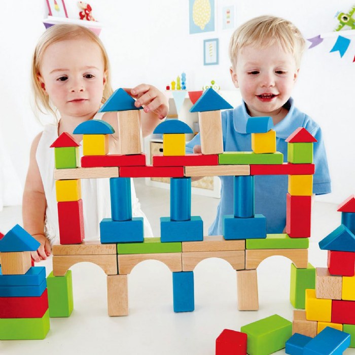 Alternate Image #1 of Natural & Color Maple Blocks - 100 Pieces