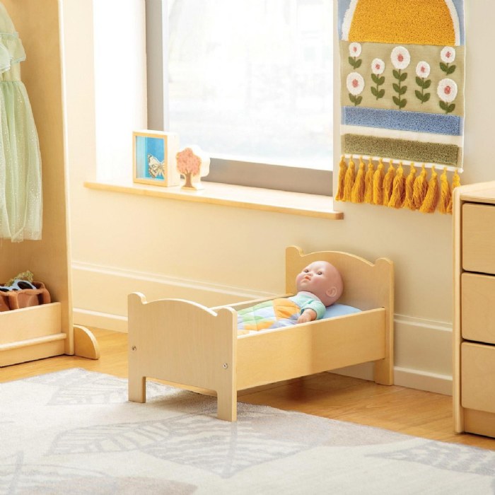 Alternate Image #1 of Wooden Doll Bed with Bedding