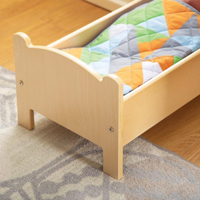 Alternate Image #1 of Wooden Doll Bed with Bedding