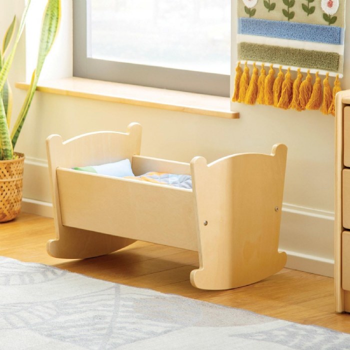 Alternate Image #1 of Wooden Doll Cradle with Pillow and Blanket