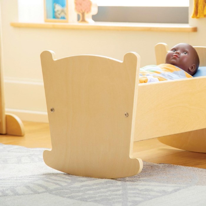 Alternate Image #1 of Wooden Doll Cradle with Pillow and Blanket