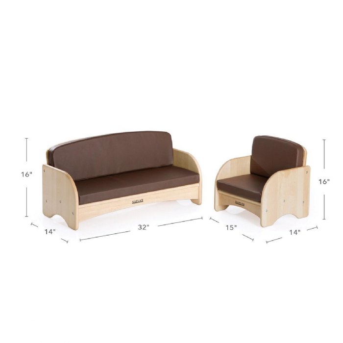 Alternate Image #1 of Premium Solid Maple Toddler Couch and Chair Group - Brown