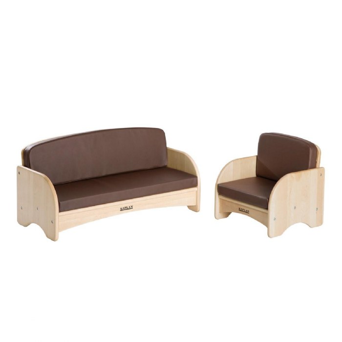 Primary Image of Premium Solid Maple Toddler Couch and Chair