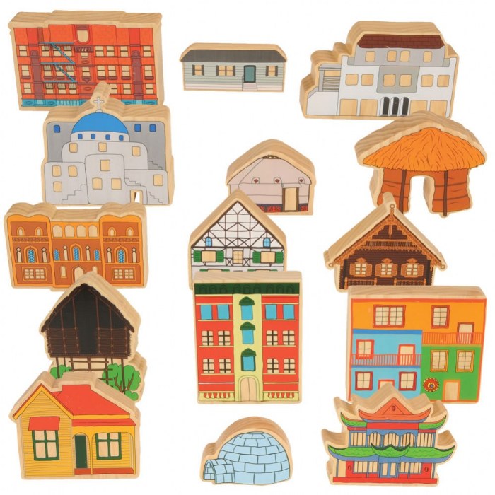 Primary Image of Homes Around the World Wooden Blocks - 15 Pieces
