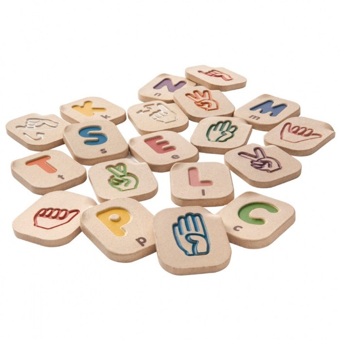 Primary Image of Wooden American Sign Language Tiles with Alphabet A-Z