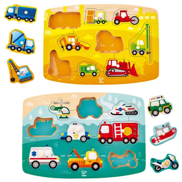 Primary Image of Vehicle Themed Peg Puzzle - Set of 2
