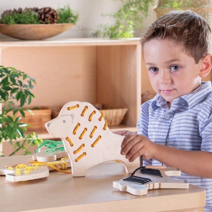 Alternate Image #1 of Safari Wooden Lacing Animals - Set of 5